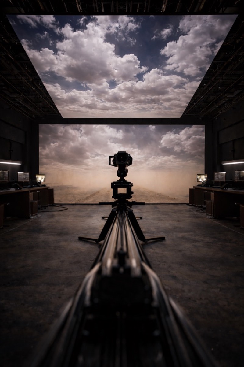 Camera tracking sobre dolly frente al muro LED